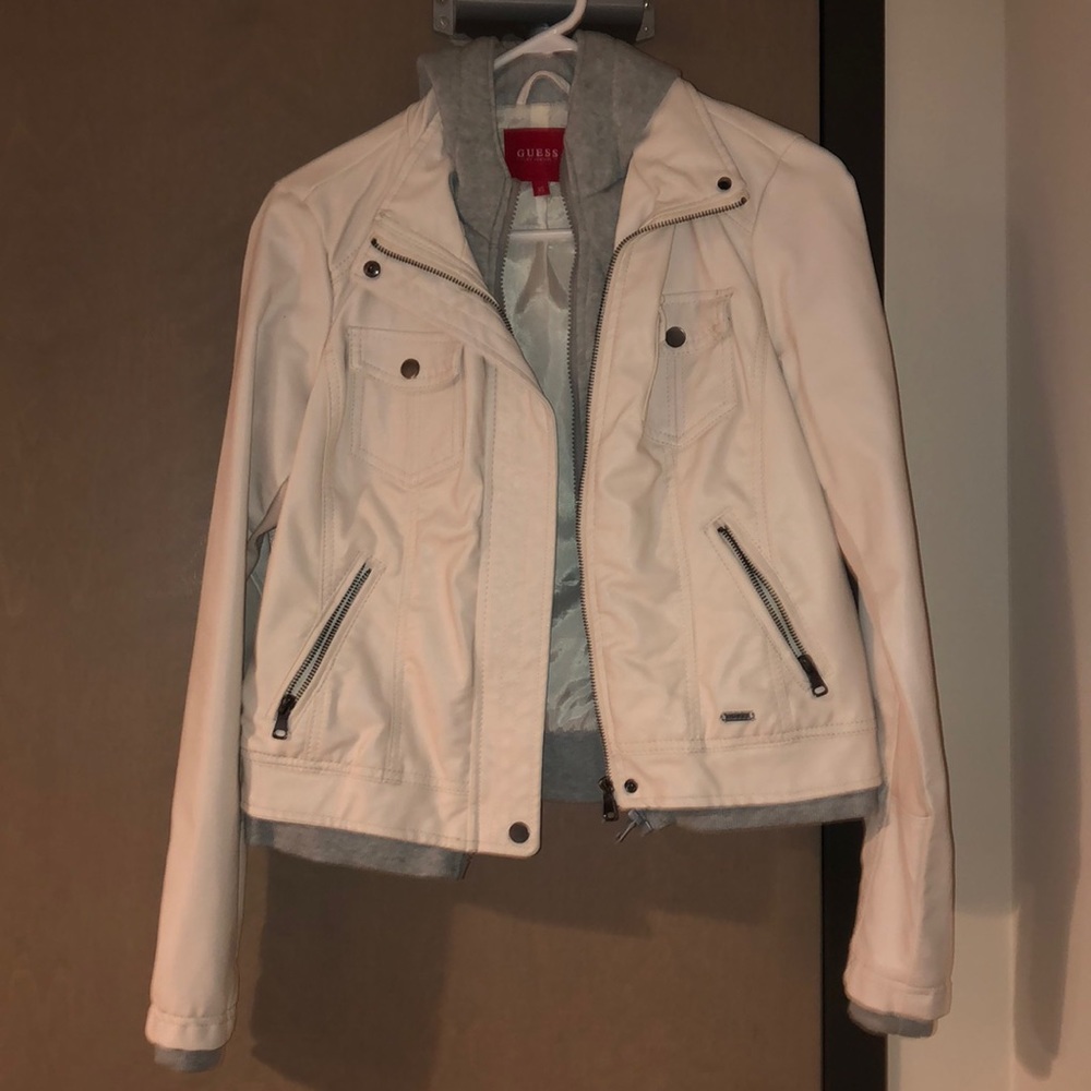 White leather Guess jacket